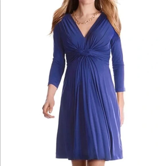 Seraphine Front Knot Maternity Dress Size 12 Royal Blue Work Office Career - Picture 1 of 13